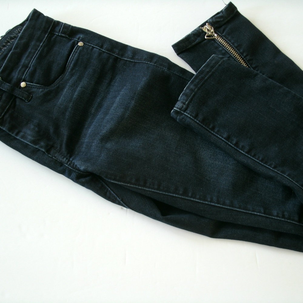 BLANK NYC Jeans Skinny Exposed Ankle Zipper Dark Wash Size 27 Cotton Spandex